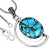 Necklace Blue Copper Turquoise Gemstone Handmade Antique Silver Jewelry 2"