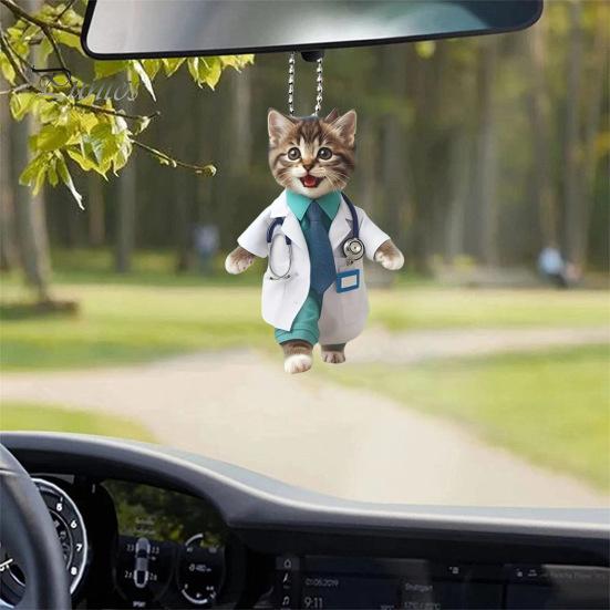 Hoodie Skull Acrylic Hanging Decoration Home Indoor Christmas Tree Car Rearview Mirror 2D Flat Dog Cat Hanging Ornament Cartoon Animal Pendant