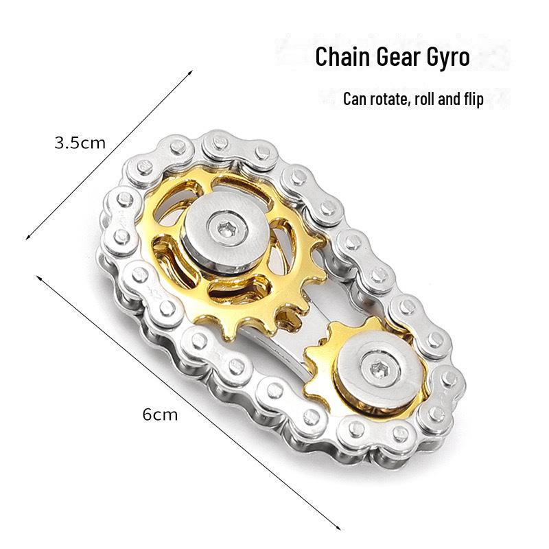 Zinc Alloy Metal Wheel Chain Fidget Spinner Gear EDC