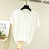New Summer V-Neck Women's Loose Fit Modal T-Shirt - Solid Color, Short Sleeve Basic Top