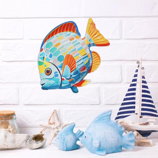 Metal Sea Animal Wall Decoration Colorful Turtle Fish Seahorse Crab