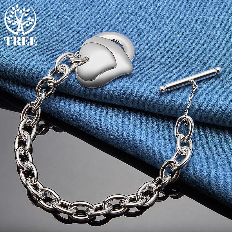 Ювелирные изделия из стерлингового серебра 925 пробы с подвеской в ​​виде двух сердец