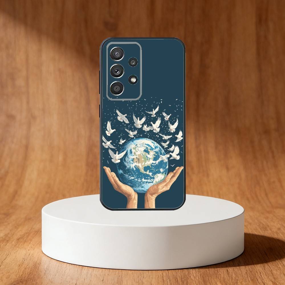 Peace D-Dove Phone Case For Samsung S25,S24,S21,S22,S23,S30,Ultra,S20,Plus,Fe,Note,10,9,5G Black Cover