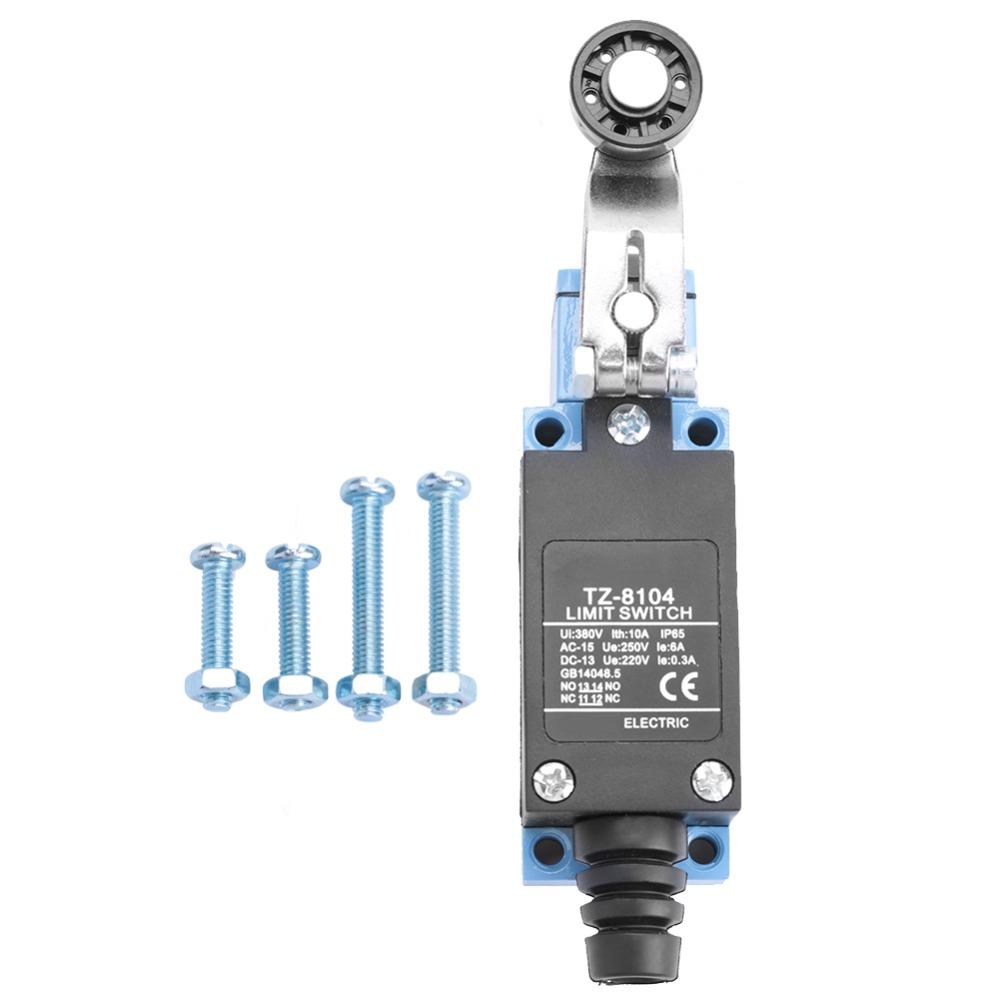 TZ-8104 Momentary Limit Switch 6A 250V 1NC+1NO Roller Lever Switch Roller Lever Arm with Screws Enclosed Actuator Automation
