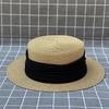 Japanese Simple Imitation Linen Pleated Flat Top Straw Hat Women'S Summer Travel Sunscreen Beach Holiday Hat