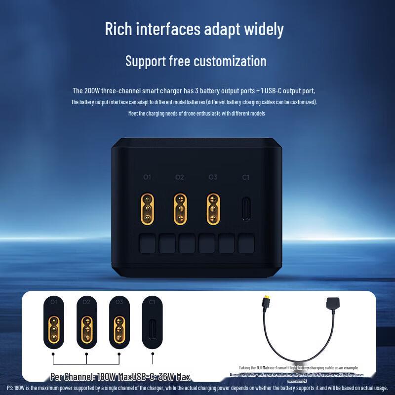 LKTOP 200W Three-Channel Smart Fast Charger for DJI Matrice 4 Series