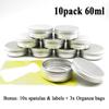 Wopanxye 10 Pack 2oz Silver Aluminum Tin Cosmetic Cream Eyeshadow Ointment Lip Gloss Tea Candle Refillable Container Jars for Paint Aluminum Tin