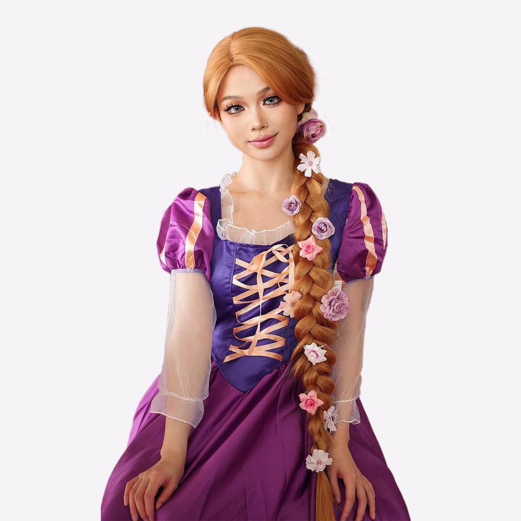 Парик для костюма Рапунцель, очень длинные светлые прямые волосы | Хэллоуин и косплей | Естественный вид | Легкая регулируемая шапочка (Идеально подходит для женщин)