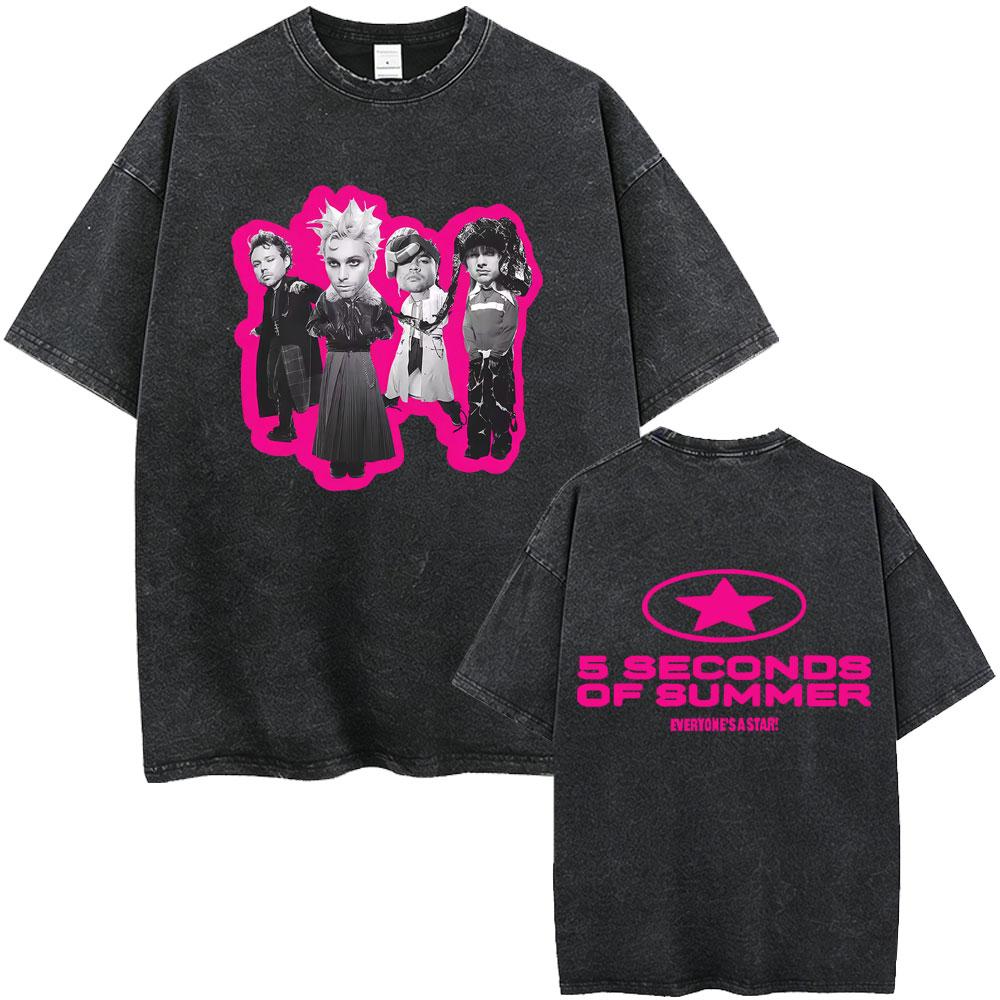 Washed Vintage 5 Seconds of Summer Everyones A Star World Tour 2026 Tshirt Men Women Clothing Pop Punk Rock Acid Wash T Shirts