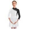 Kids Girls Dance Dress Figure Skating Performance Competition Costume Rhinestones Long Sleeve Dresses