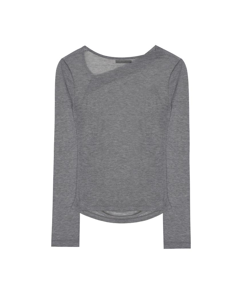 NICK&NICOLE Asymmetry Drape Shirring Top_Charcoal