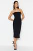 Women's Fashionable New Dress Black Fitted Woven Lining Shiny Stone Stylish Evening Dress