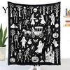 Customizable Velvet Art Blanket Halloween DIY Coloring Blanket, Throw with Ghost Patterns, Color Your Washable Own Cozy for Adults And Kids,