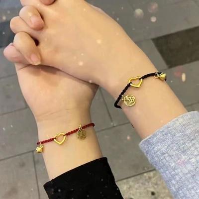 Браслет ручной работы Love Fu, плетеный вручную, с колокольчиком, мужской и женский парный браслет, простые темпераментные украшения