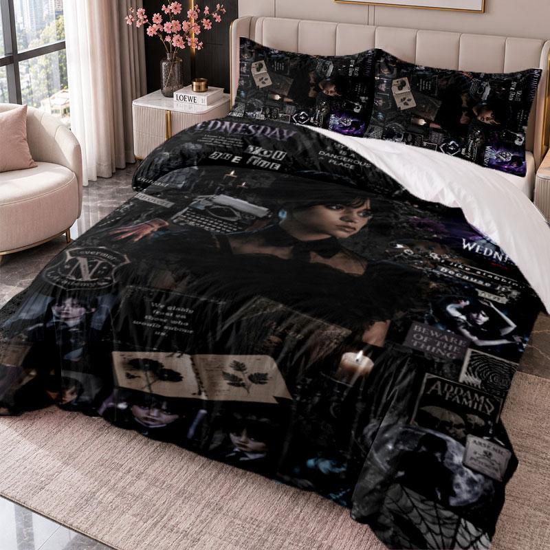 Wednesday Addams 3Pcs Bedding Set Duvet Cover With Two Pillowcases For Bedroom Home Decoration