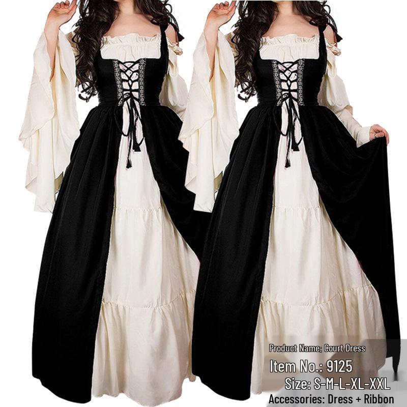 Medieval Renaissance Princess Dress with Binding Waist - Vintage Halloween Costume