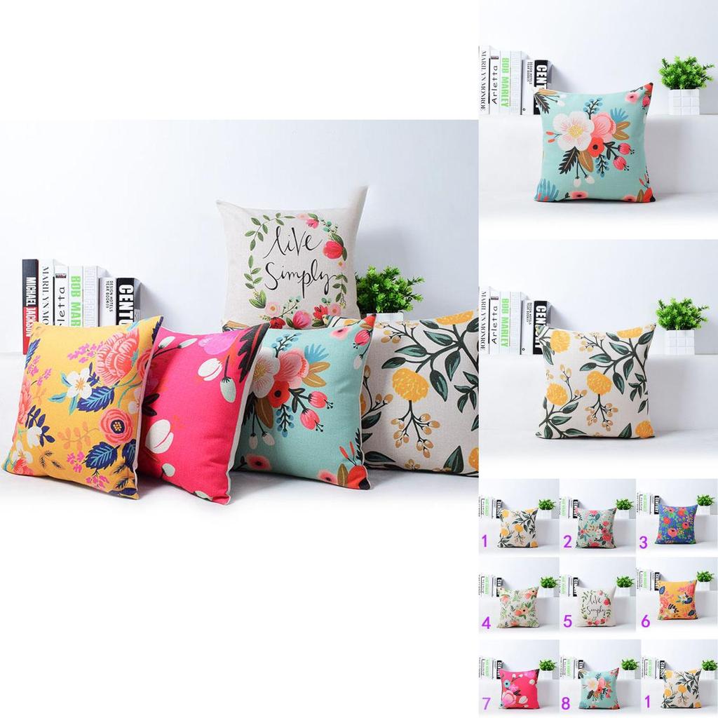 Chic Vivid Flower Floral Plants Linen Pillow Case For Decorative Cushion Style 18