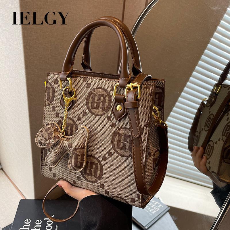 IELGY Women's Canvas Bag, Shoulder Crossbody Textured Portable Small Square Bag