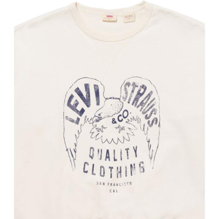 Пуловер Levis с круглым вырезом, вышитым логотипом и принтом, с длинным рукавом, женский свитшот, белый A7288-0012