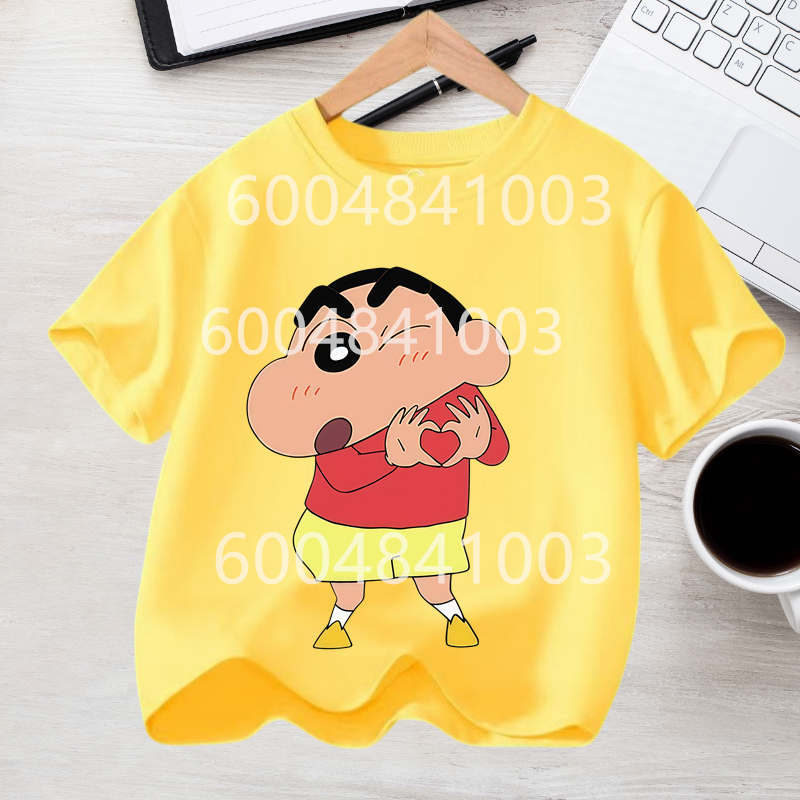 Crayons Shinchan Children T Shirt Kawaii Cartoon Boy Girl Short Sleeve Tee Shirt Summer Kids Clothes Anime Toddler Colour Tops