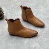 Handmade Genuine Leather Pointed Solid Color Short Boots Casual Soft Soled Women's Shoes