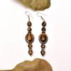 Tiger's Eye Gemstone : 925 Sterling Silver Handmade Long Earring's Jewelry
