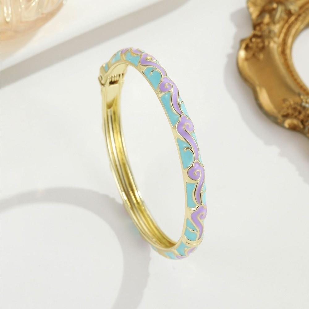 Exquisite Painting Enamel Cloud Bangle Colorful Glazed Artistic Open Wristlet Women