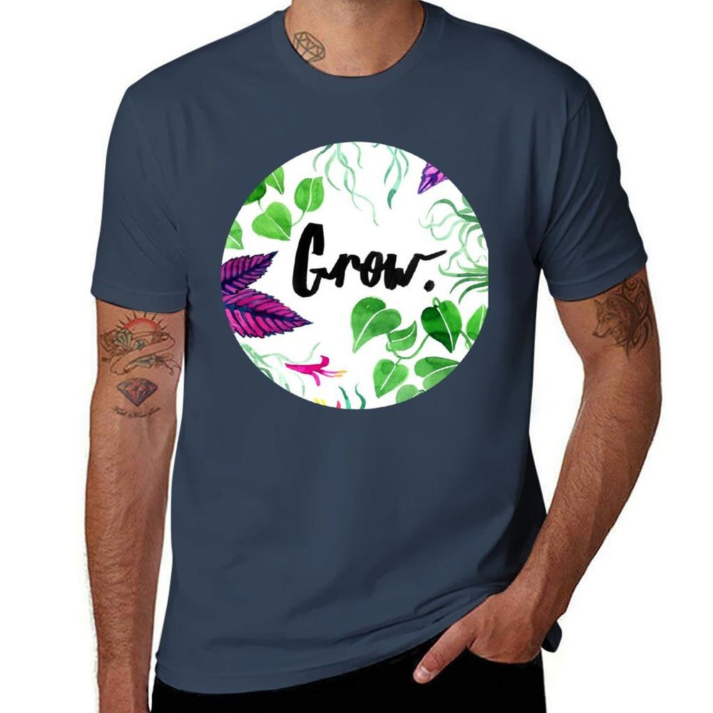 Be Like Plants And Grow Tshirt Simple Casual Short Sleeve Cotton Tshirt