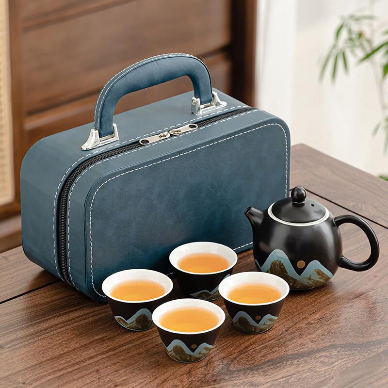 Qingshan Black Pottery Travel Kung Fu Tea Set