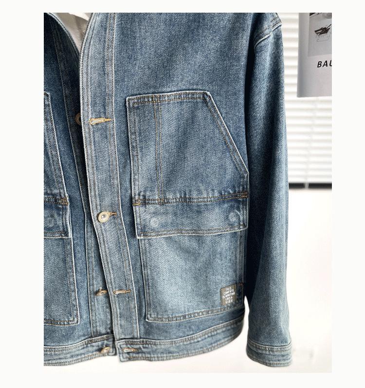 Japanese Retro Double-Pleat Men's Casual Denim Jacket