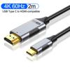 4K USB C To HDMI-compatible Cable 30Hz 60Hz Type C To HDMI-compatible Adapter Thunderbolt 3 Cord for Laptop Tablet iPhone 16 Pro