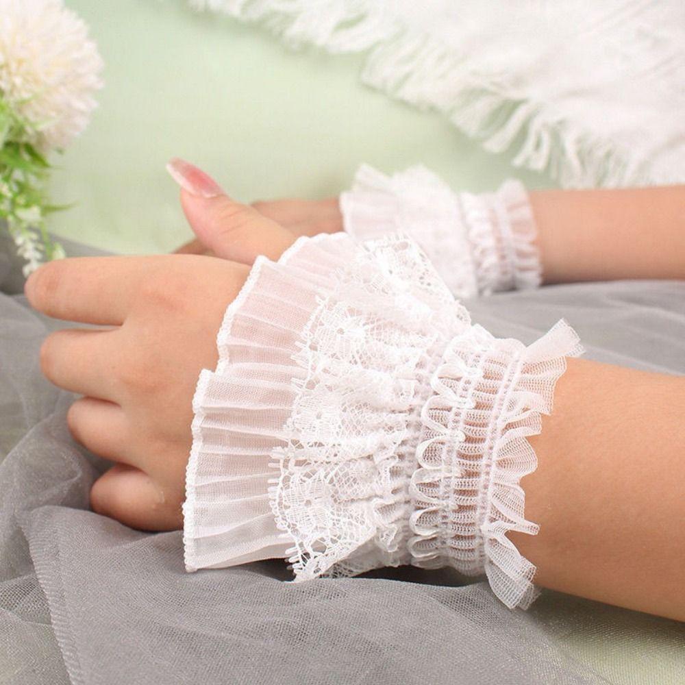 1Pair Costume Accessory Detachable Sleeves Cuffs Solid Color Fake Sleeves Cuffs Daily Accessory