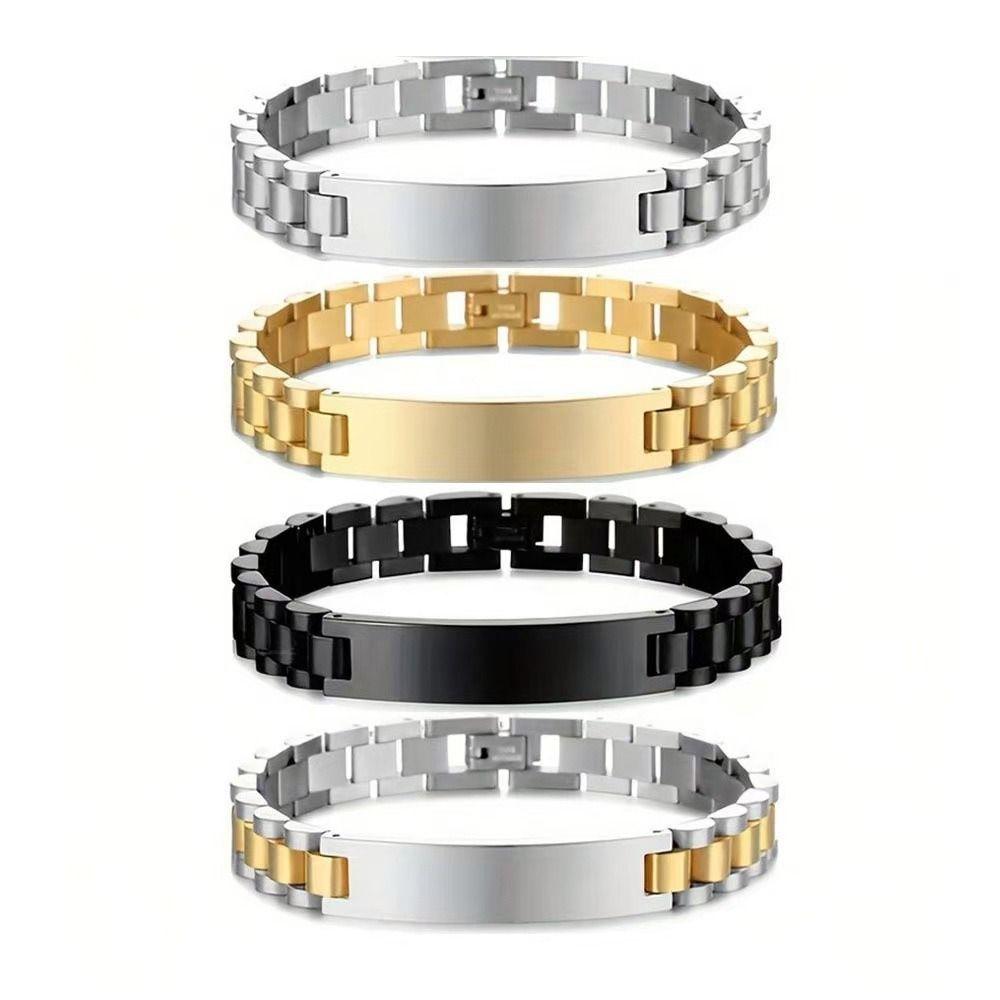 10MM -15MM Personalized Engraving Bracelet Stainless Steel Wrist Bangle for Men Outdoor