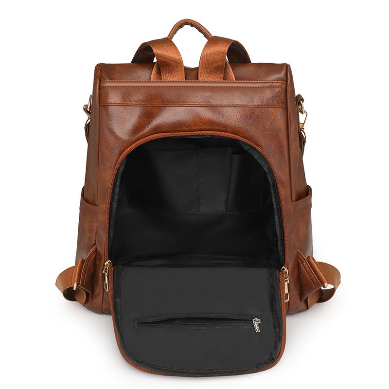 Soft Leather Backpack Women's Large Capacity Backpack Student Schoolbag