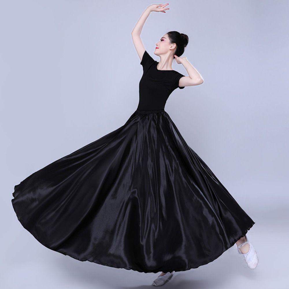 Fashion Smooth Gypsy Women Skirt Carnival Polyester Belly Dance Dress Ballroom Dance Big Swing Paso Doble Dance Dress Women