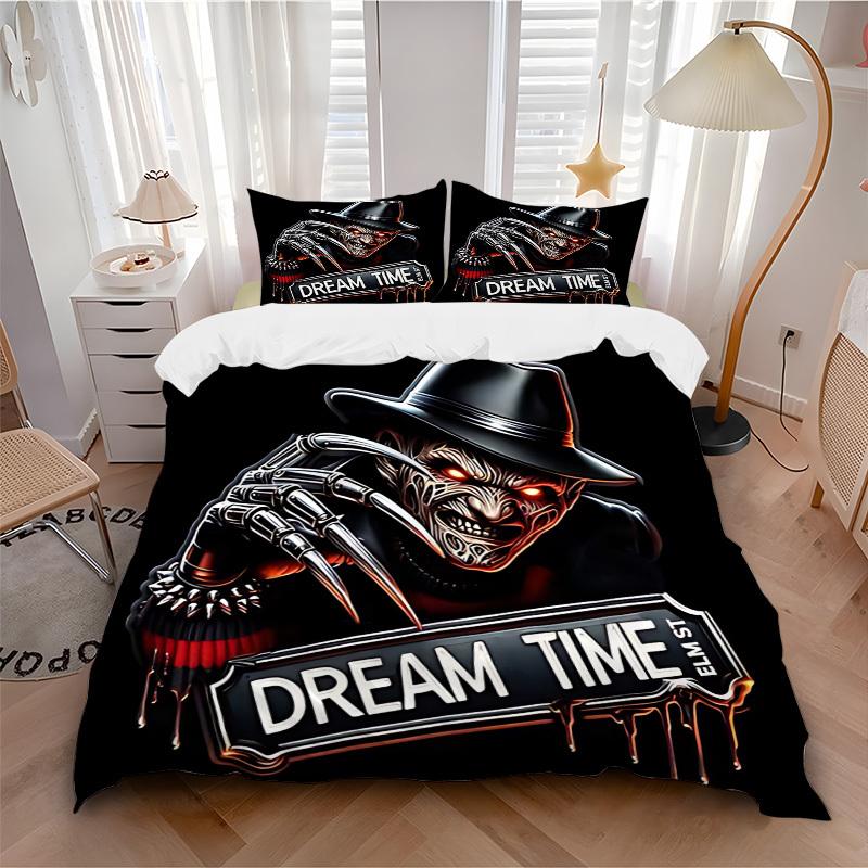 3pcs A Nightmare on Elm Street Bedding Set, Soft Polyester Duvet Cover and Pillowcases Machine Washable Seasons all suitable 68