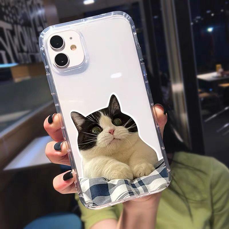 Забавный Милый Мультяшный Кот Прозрачный Чехол для Телефона для IPhone 13 15 12 11 14 Pro Max 13 12Mini X XS XR SE 14 Plus Чехол Оболочка Fundas
