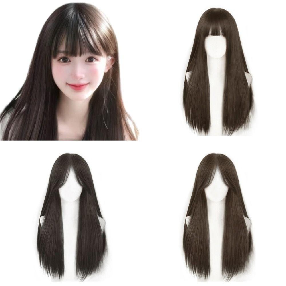 Halloween Women Layered Wigs Realistic Lolita Cosplay Wigs Sweet Long Straight Hair Wigs  Summer