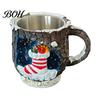 Christmas Party Supplies Theme Mug with Stainless Steel Liner, 3D Relief Hand Decorations Painted Resin Coffee Cup, Decorative Drinkware for