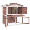 vidaXL Outdoor Rabbit Hutch with 3 Doors, Brown, Wood