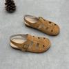 Johnature Сандалии из натуральной кожи с круглым носком и плетением, универсальные женские туфли из коровьей замши в стиле ретро