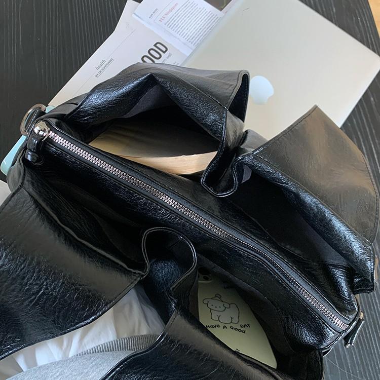 Большая вместительная сумка-тоут из американской ретро-кожи с масляным воском, черная, высококачественная, универсальная, на одно плечо, сумка подмышкой, сумка для поездок через плечо