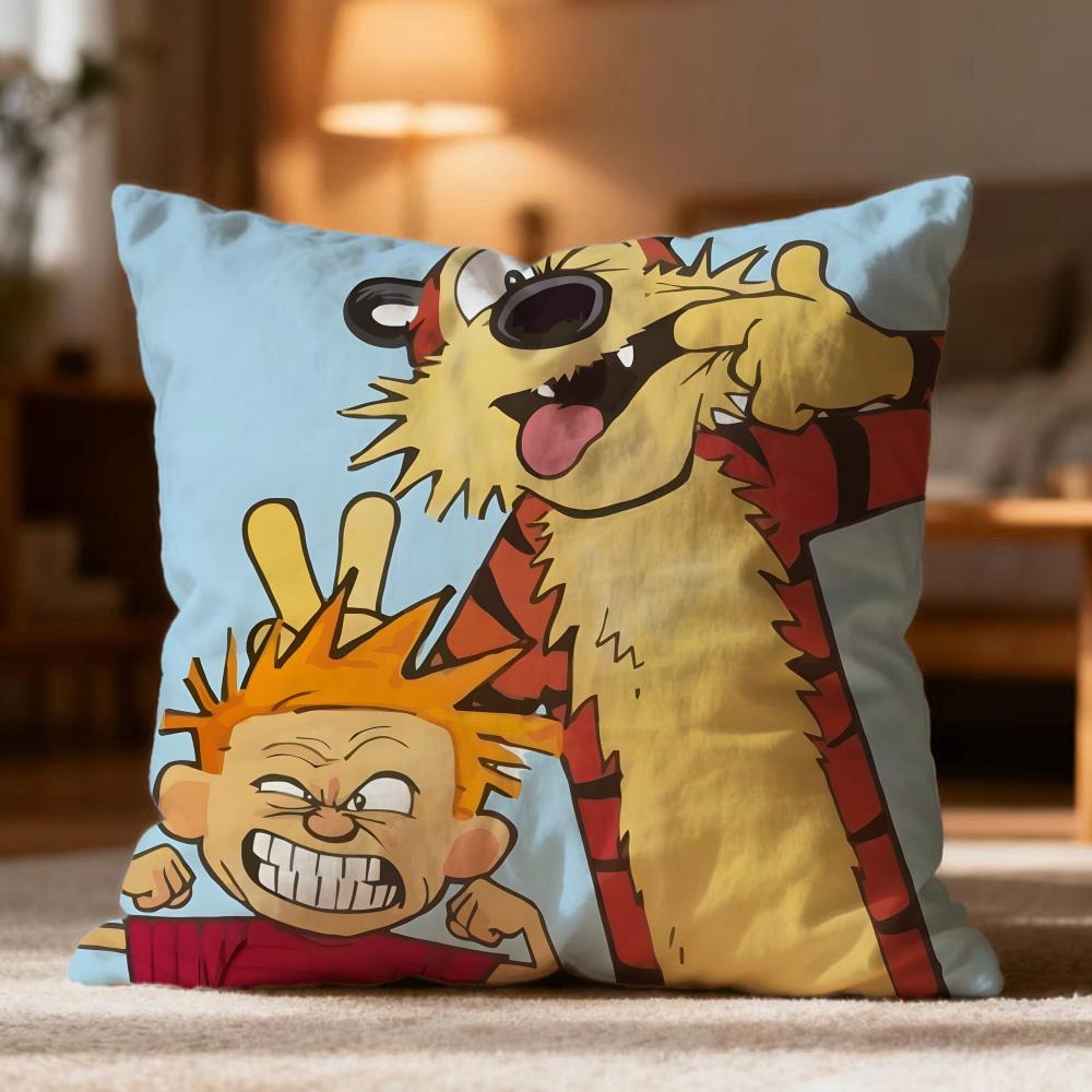 Hot CCalvin and Hobbeses Cushion Cover Soft Washable Pillow Case Multi-Scene for Couch Bed Travel Office Use