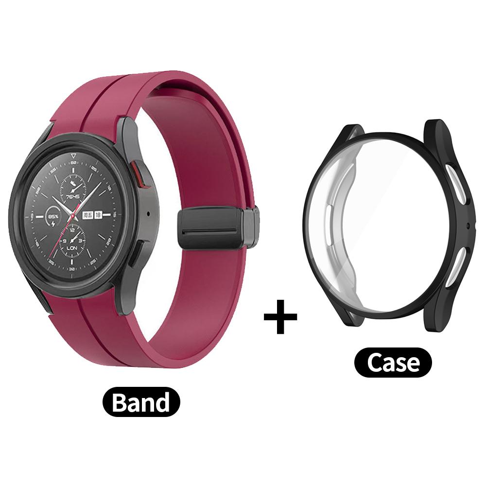 Чехол+Ремешок для Samsung Galaxy Watch 4/5/6 40мм 44мм Всесторонний Мягкий ТПУ Защитный Чехол для Galaxy Watch6 Classic 43мм 47мм Ремешок