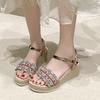 Fashion versatile sandals women's 2025 summer new European and American buckle platform sandals platform cake women's sandals