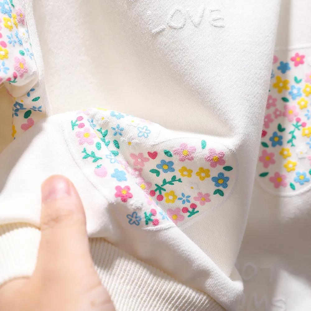 Girls Spring and Autumn Pullover Cute Sweatshirt Middle and Small Children Round Neck Long Sleeve Top