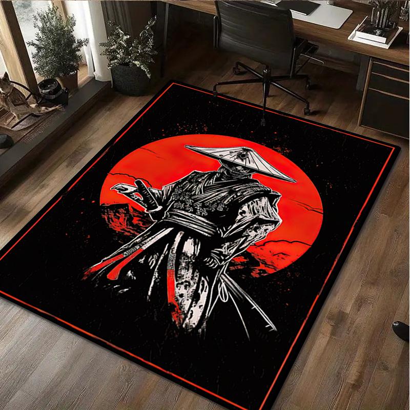 1Pc Samurai Print Rug - home decoration Carpet For Living Room Bedroom Flooring Computer Chair Area Rug