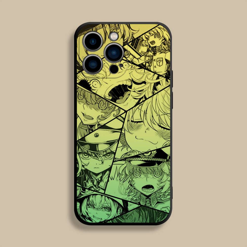 Чехол для телефона с аниме Y-Youjo S-Senki для iPhone 17,16,15,14,13,12,Pro,Max,Plus,E,SE4,Air,Mini Черный Мягкий чехол