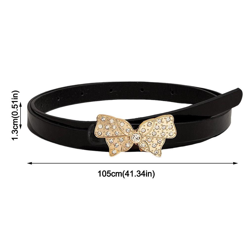 Patent Leather Butterfly Rhinestone Belt Decorative Versatile Business Waist Strap Gold Buckle Pin Buckle Waistband