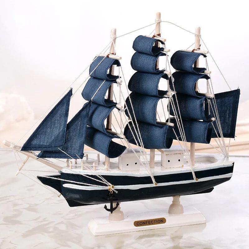 Морской морской креативный деревянный парусник, декор комнаты, фигурки, миниатюры, средиземноморский стиль, корабль, маленькая лодка, украшения, подарок